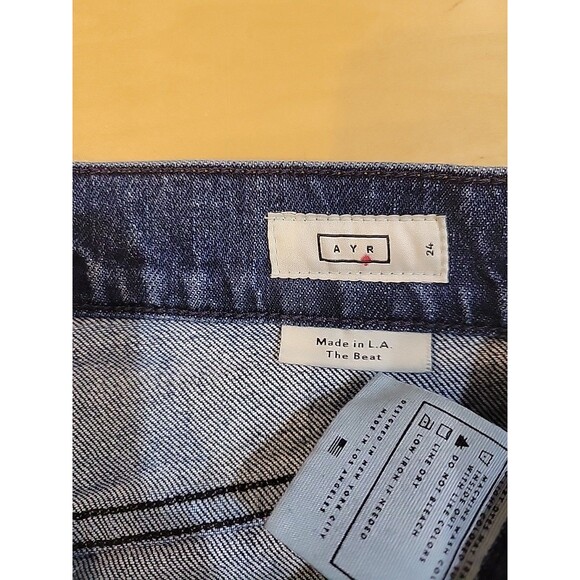 AYR Denim The Beat Barrel Leg Jeans Medium Wash Ankle High Rise Size 24 Preppy - Picture 5 of 9